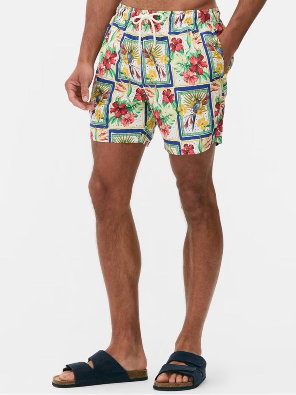 Primark Cares Menβs Tropical Parrot Floral Swim Trunks Board Shorts. Large. NEW.